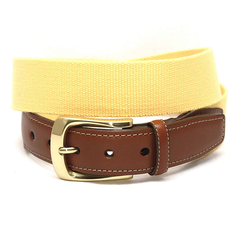 Torino Leather European Ribbed Surcingle Belt Yellow Image