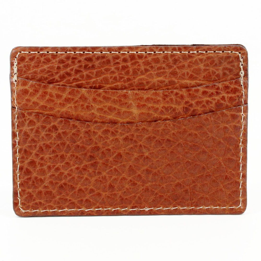 Torino Leather Genuine American Bison Leather Id Card Case Cognac Image