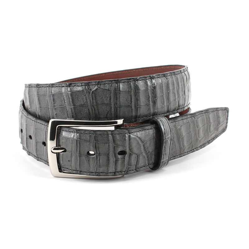 Torino Leather Genuine South American Caiman Belt Grey Image