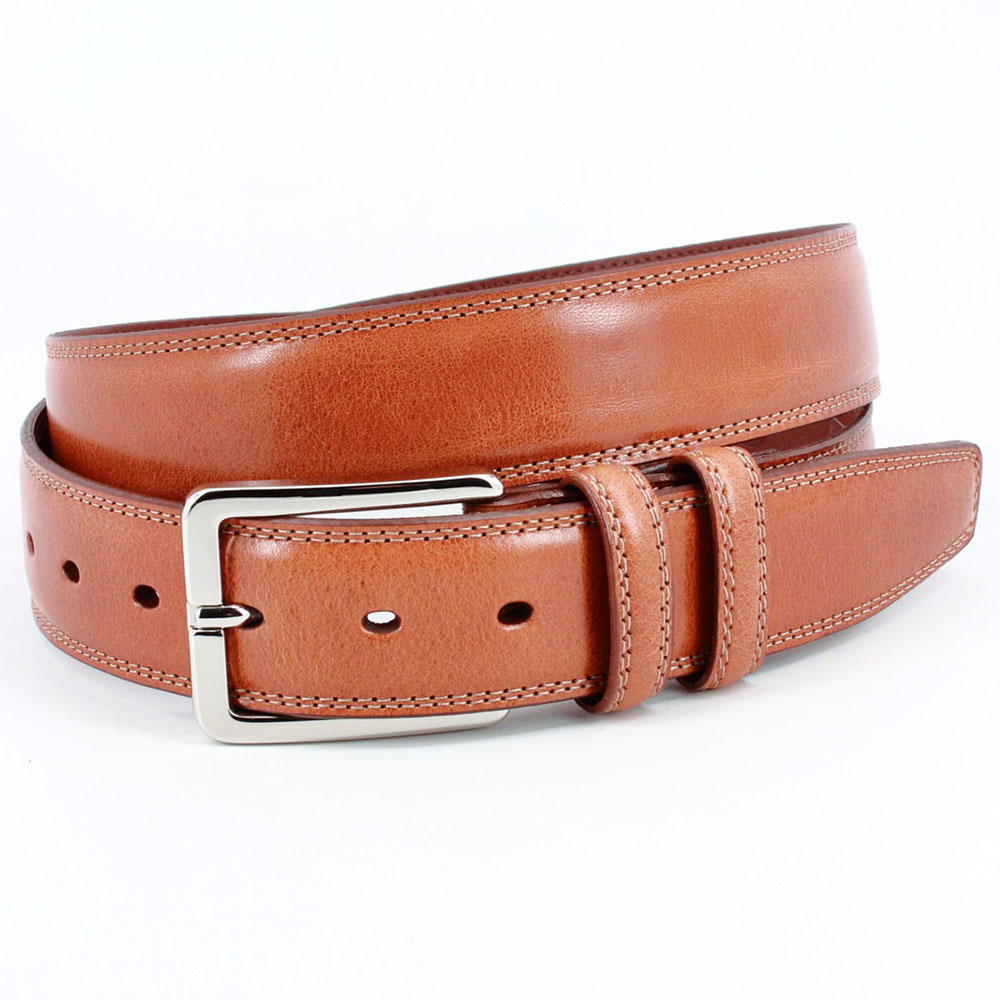 Torino Leather Hand Antiqued Italian Calfskin Leather Belt Saddle Image
