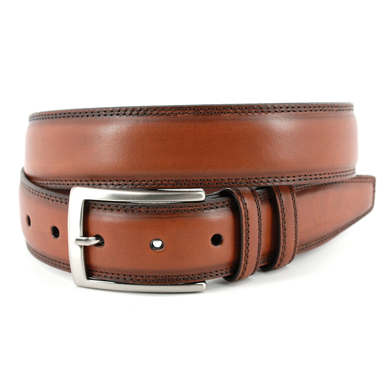 Torino Leather Hand Stained Italian Kipskin Belt Walnut Image