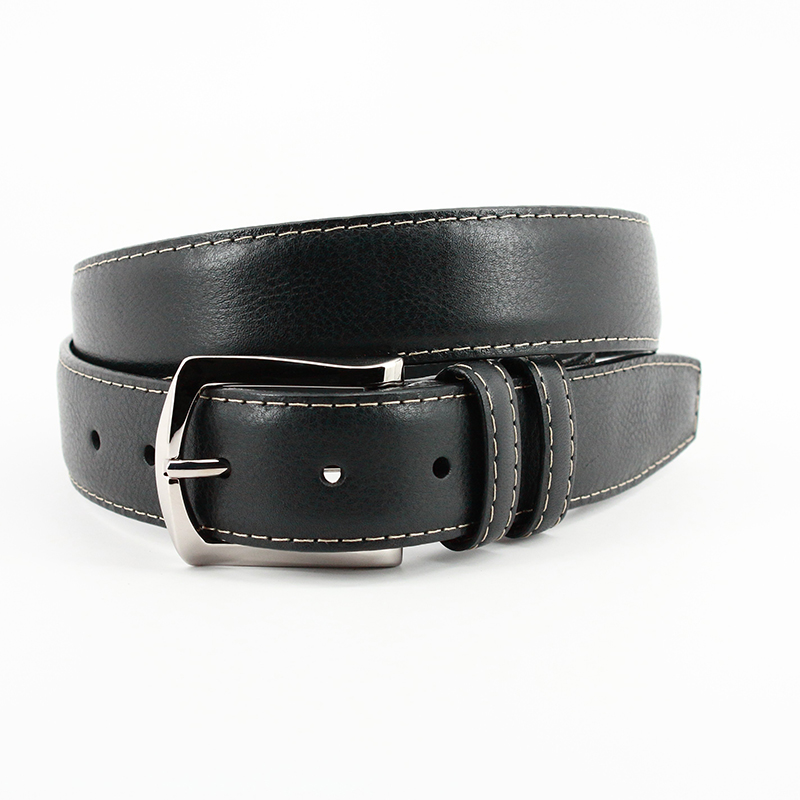 Torino Leather Italian Glazed Milled Calfskin Belt Black Image