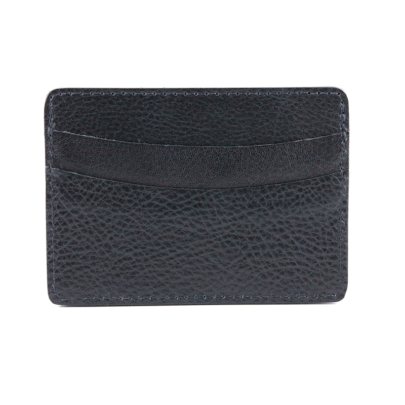 Torino Leather Italian Glazed Milled Calfskin Card Case Black Image