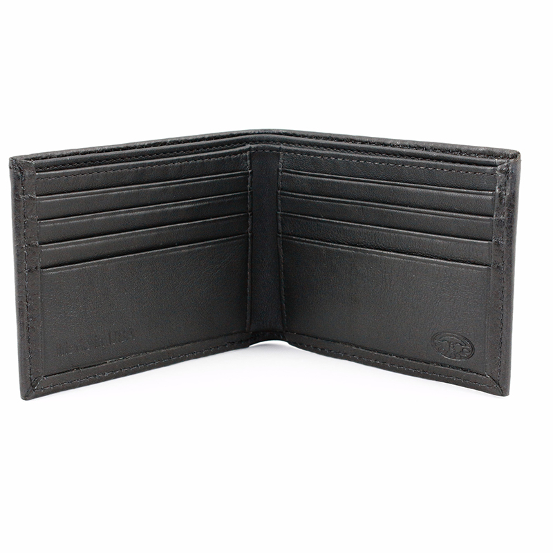 Torino Leather Italian Glazed Milled Calfskin Flat Fold Wallet Black Image