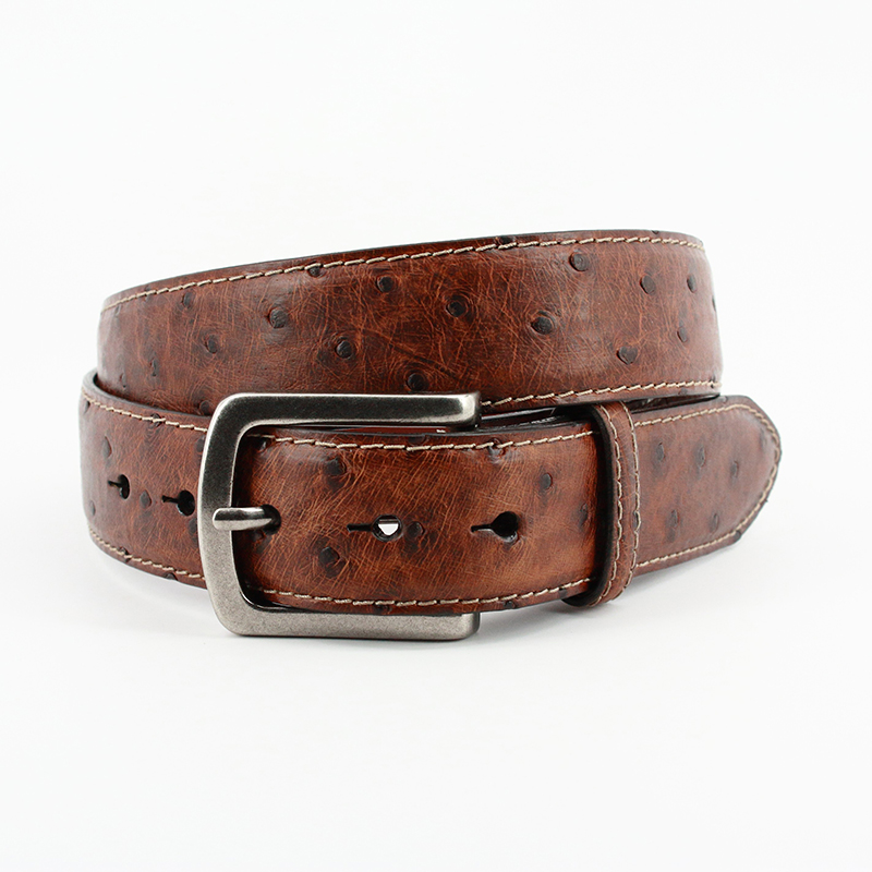 Torino Leather South African Ostrich Belt Antique Saddle ...