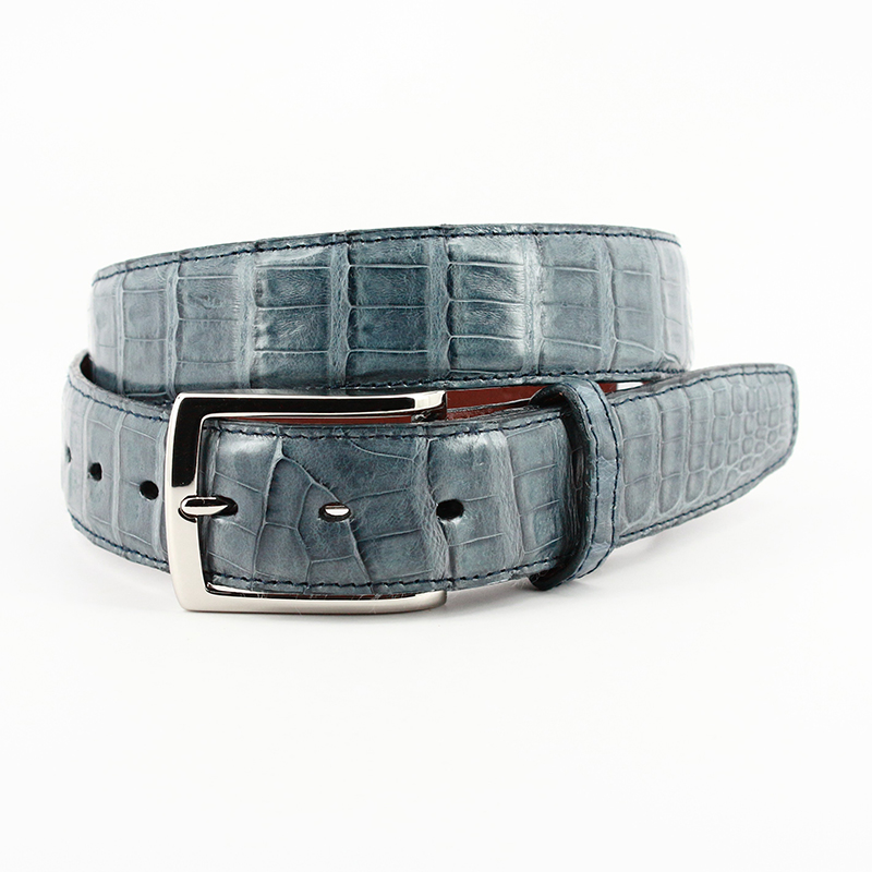 Torino Leather South American Caiman Belt Blue Jean Image