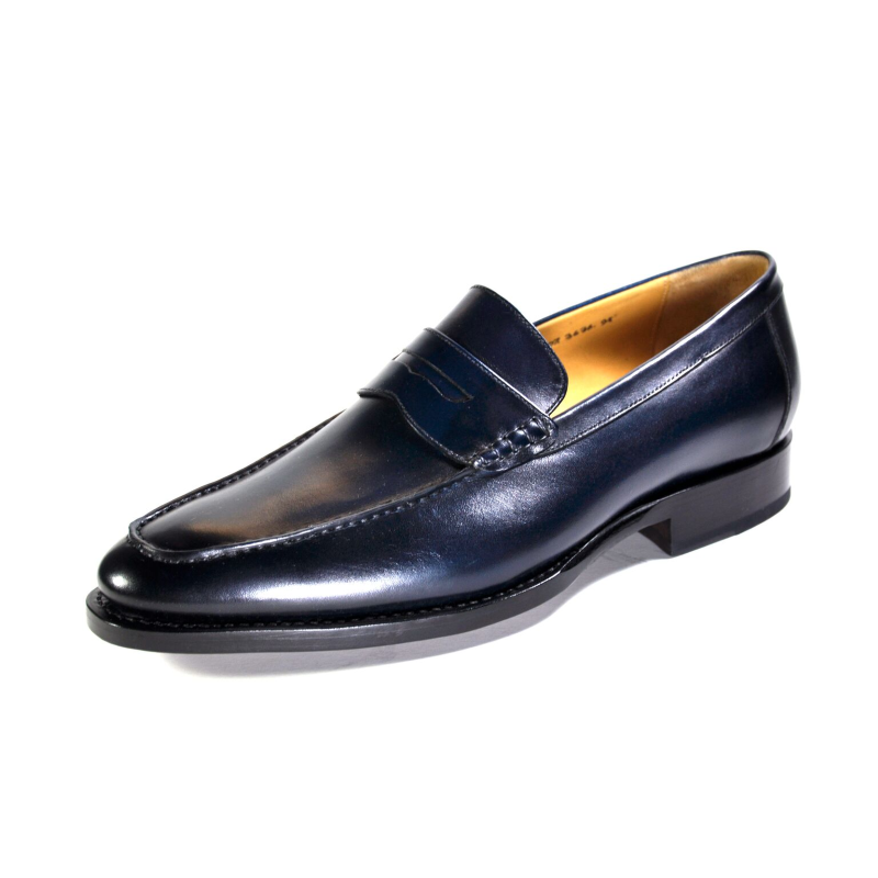 Ugo Vasare Albert Apron Toe Shoes Navy | MensDesignerShoe.com