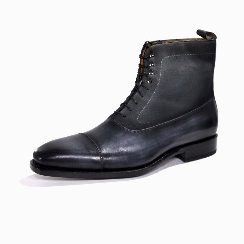 Ugo Vasare Americano Austin Cap Toe Boots Gray | MensDesignerShoe.com