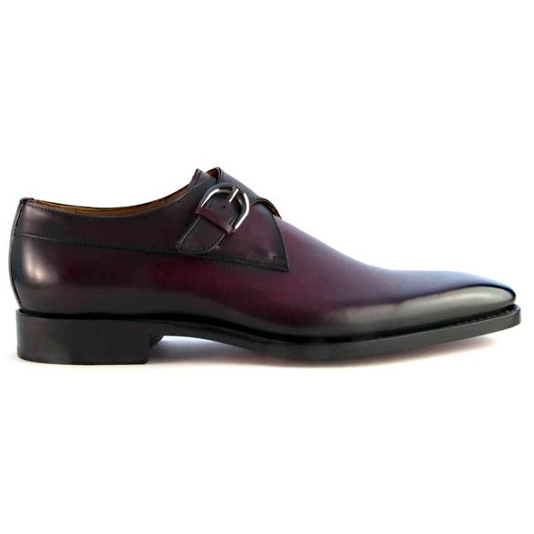 Ugo Vasare Edward Monk Strap Shoes Burgundy | MensDesignerShoe.com