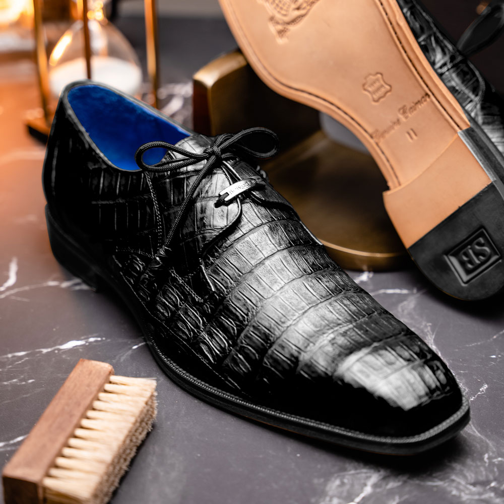 Belvedere Umberto Crocodile Shoes Black