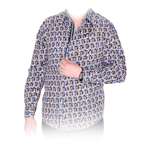 Vestigium R1607 Men's Long Sleeve Fashion Shirts Blue Image