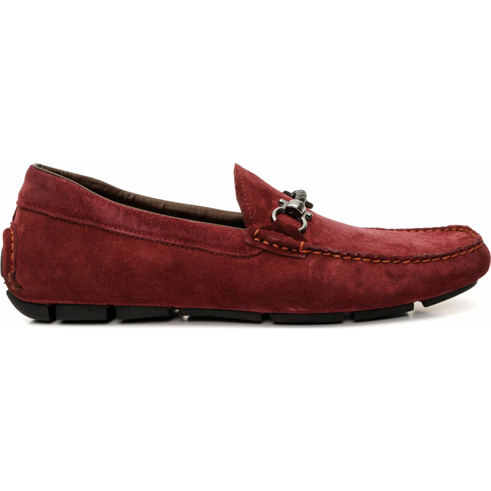 Vinci Leather The Bari Burgundy Suede Leather Bit Drive Loafer Image