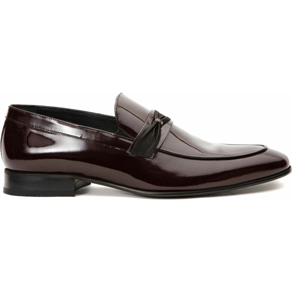 Vinci Leather The Dodoma Burgundy Patent Leather Loafer Shoe (8017) Image