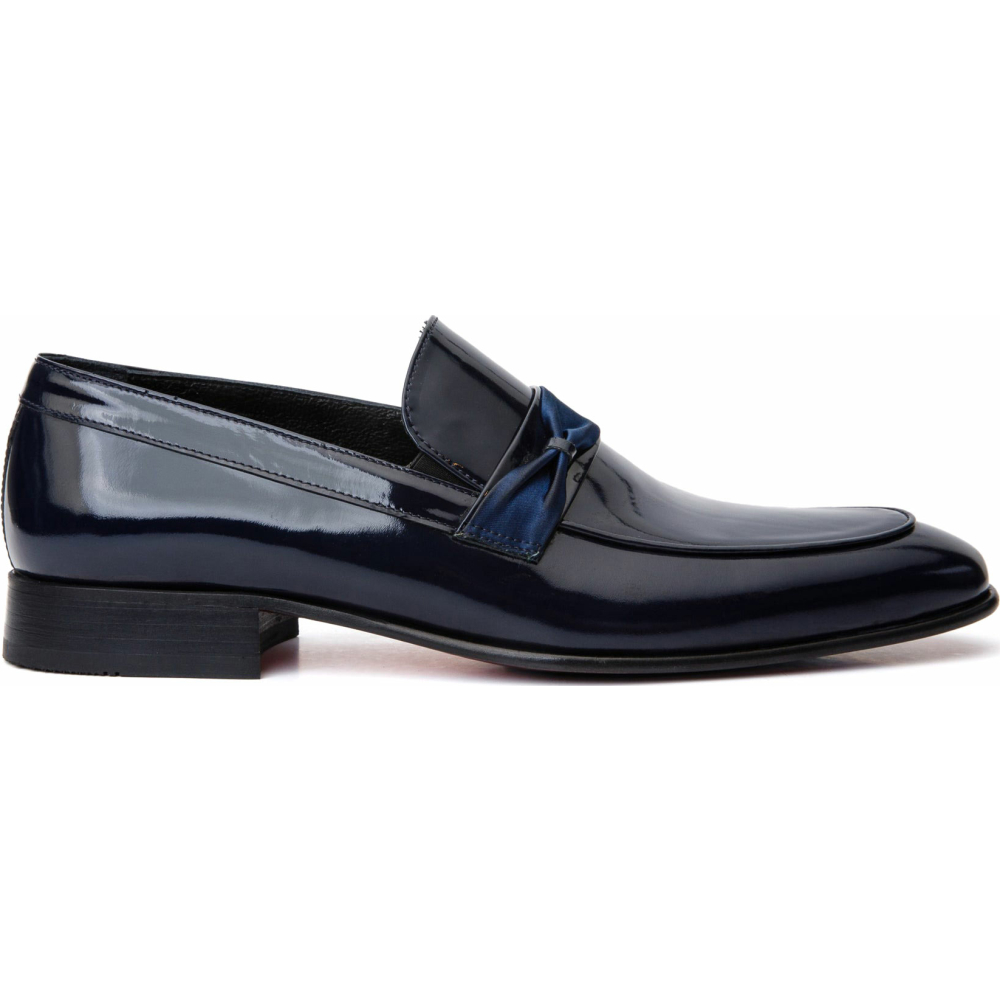 Vinci Leather The Dodoma Navy Patent Leather Loafer Shoe (8017) Image