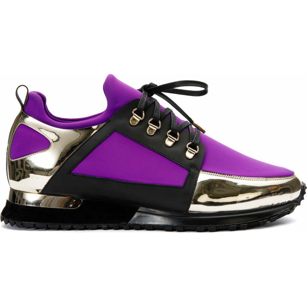 Vinci Leather The Emir Gold / Purple Leather Sneaker For Men (D-529) Image
