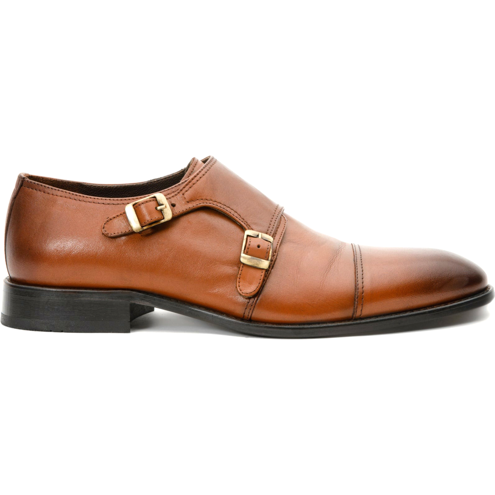 Vinci Leather The Essen Brown Cap Toe Double Monk Strap Shoe Image