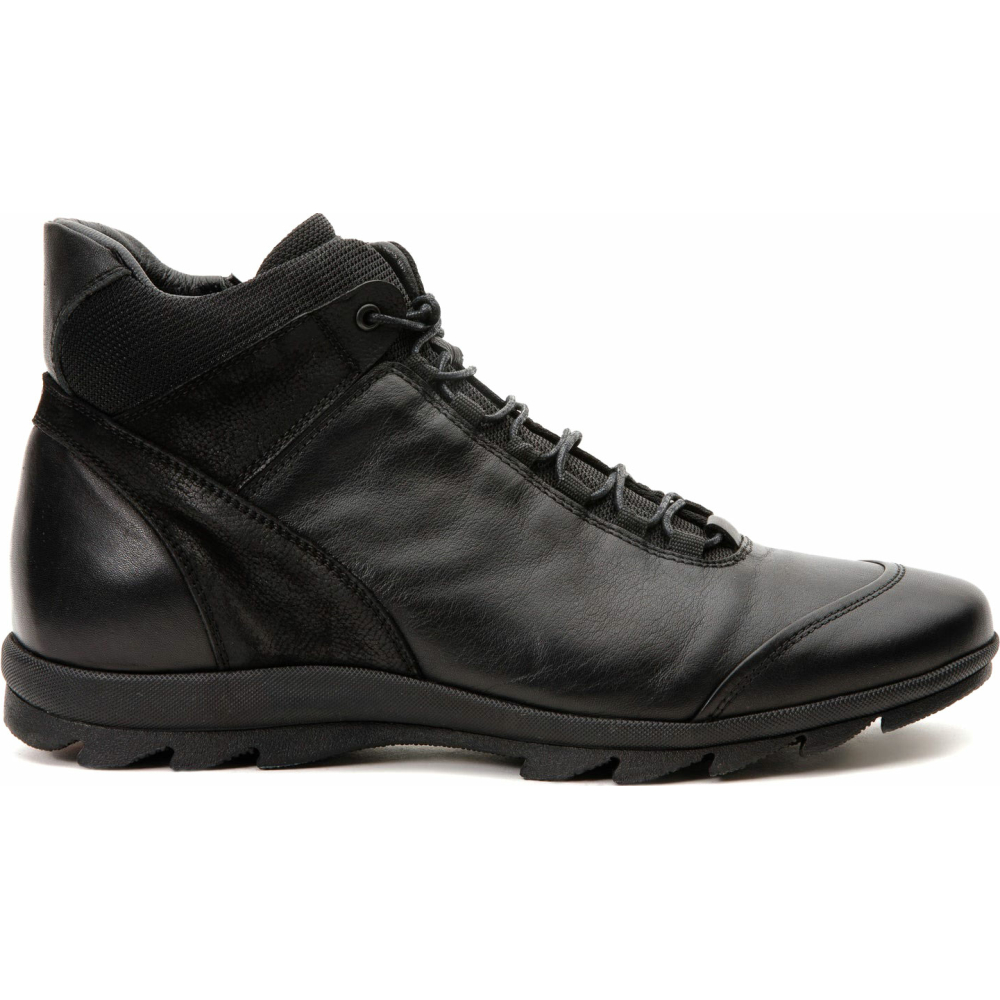 Vinci Leather The Houston Leather Black Lace-up Casual Boot With A Zipper (03618 S-8) Image