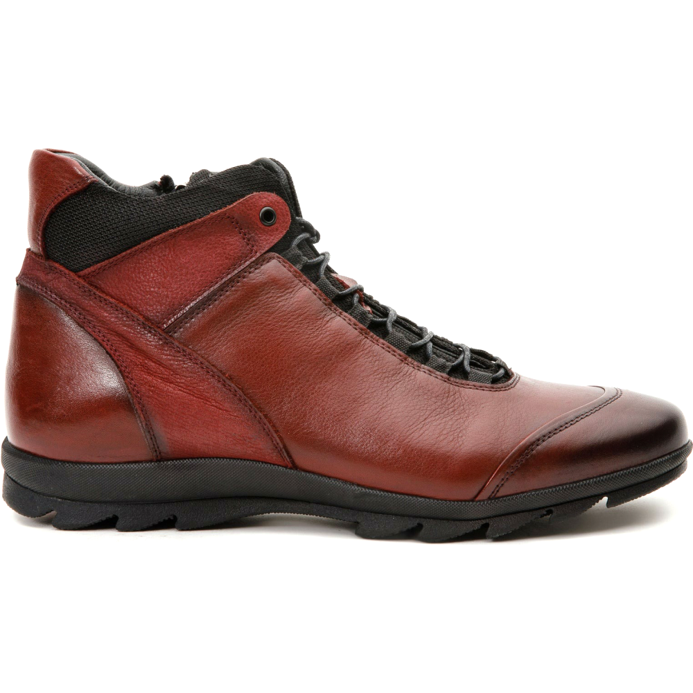 Vinci Leather The Houston Leather Burgundy Lace-up Casual Boot With A Zipper (03618 B-9) Image