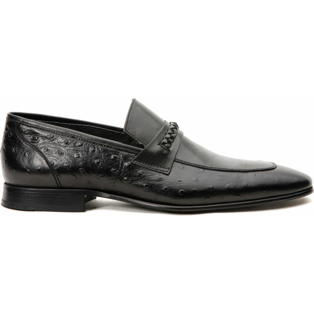 Vinci Leather The Johannesburg Black Leather Dress Loafer Shoe (10667) Image