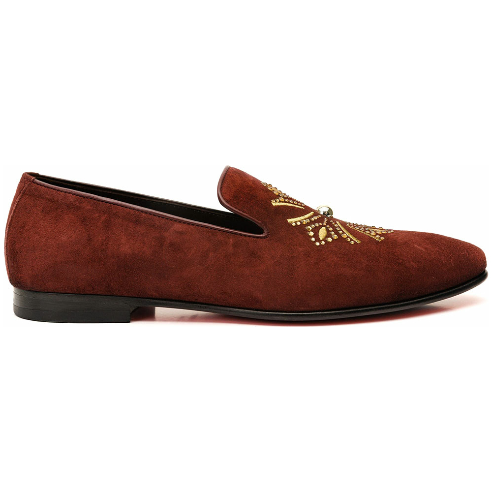 Vinci Leather The Lazio Shoe Burgundy Suede Slip-on Loafer (9057) Image