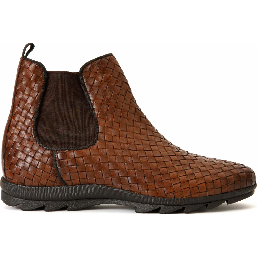 Vinci Leather The Luxpre Brown Leather Handwoven Casual Chelsea Boot (14492) Image
