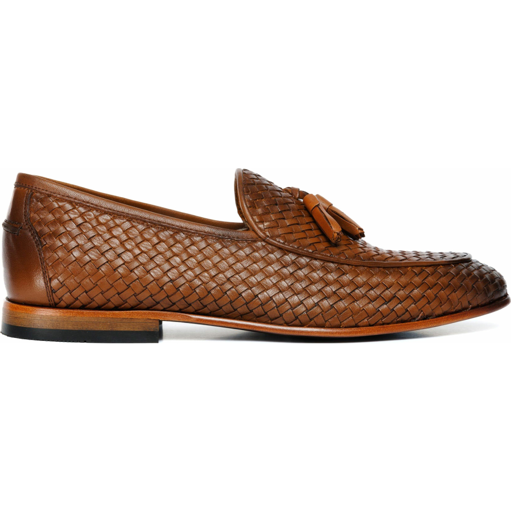 Vinci Leather The Mclean Shoe Brown Woven Tassel Loafer (2088 T-1) Image