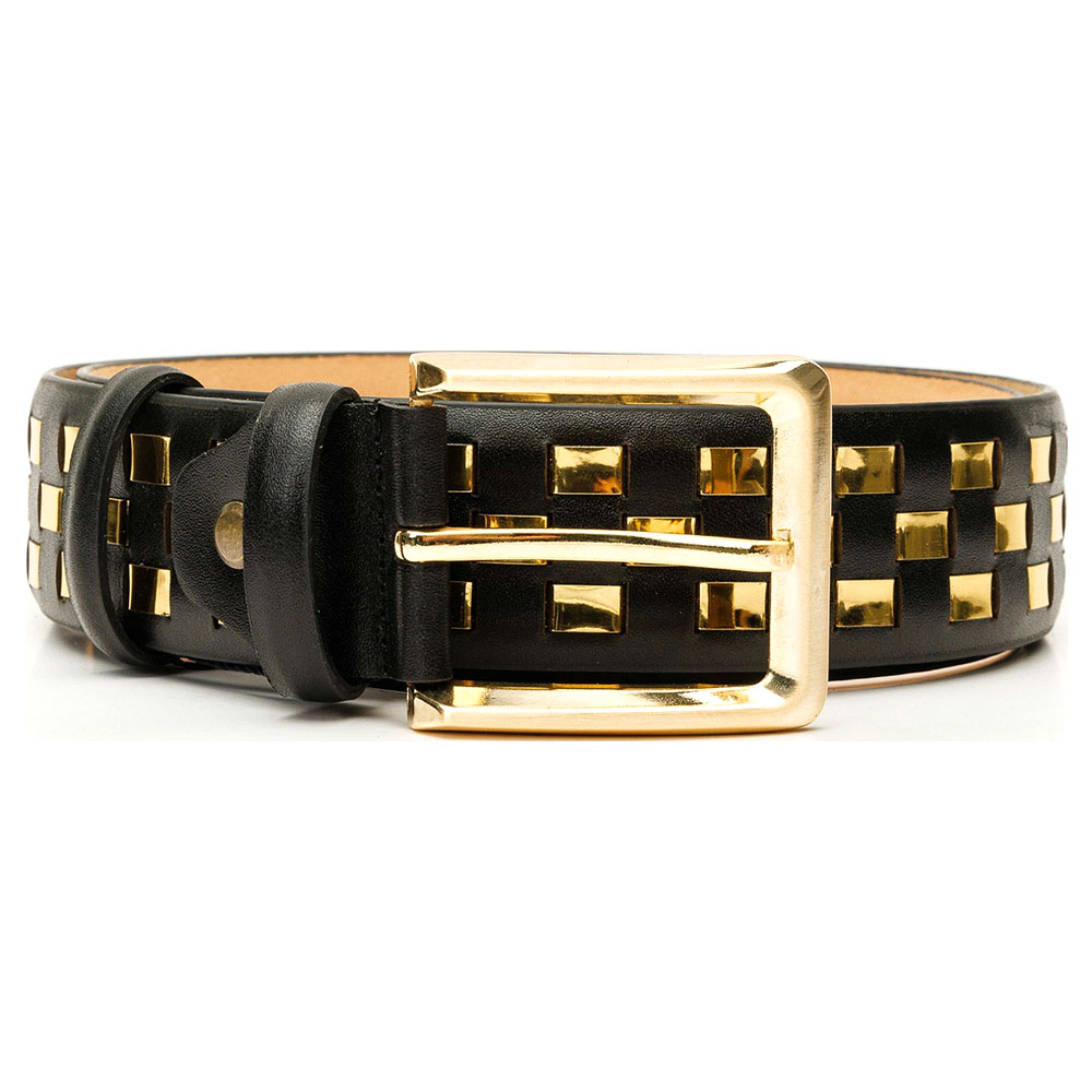 Vinci Leather The Mesina Black / Gold Woven Leather Belt Image