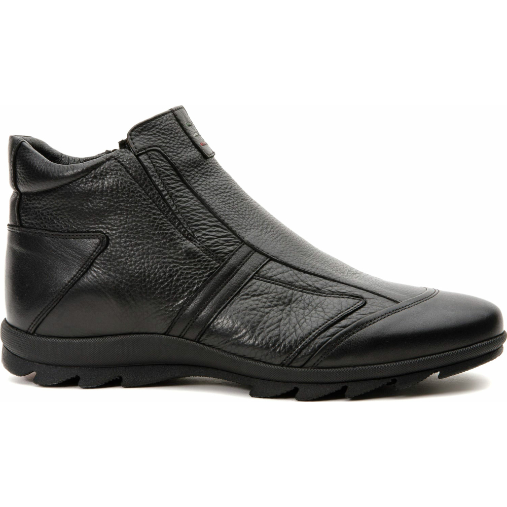 Vinci Leather The Montreal Black Leather Casual Zip-up Ankle Boot (09717 S-3) Image