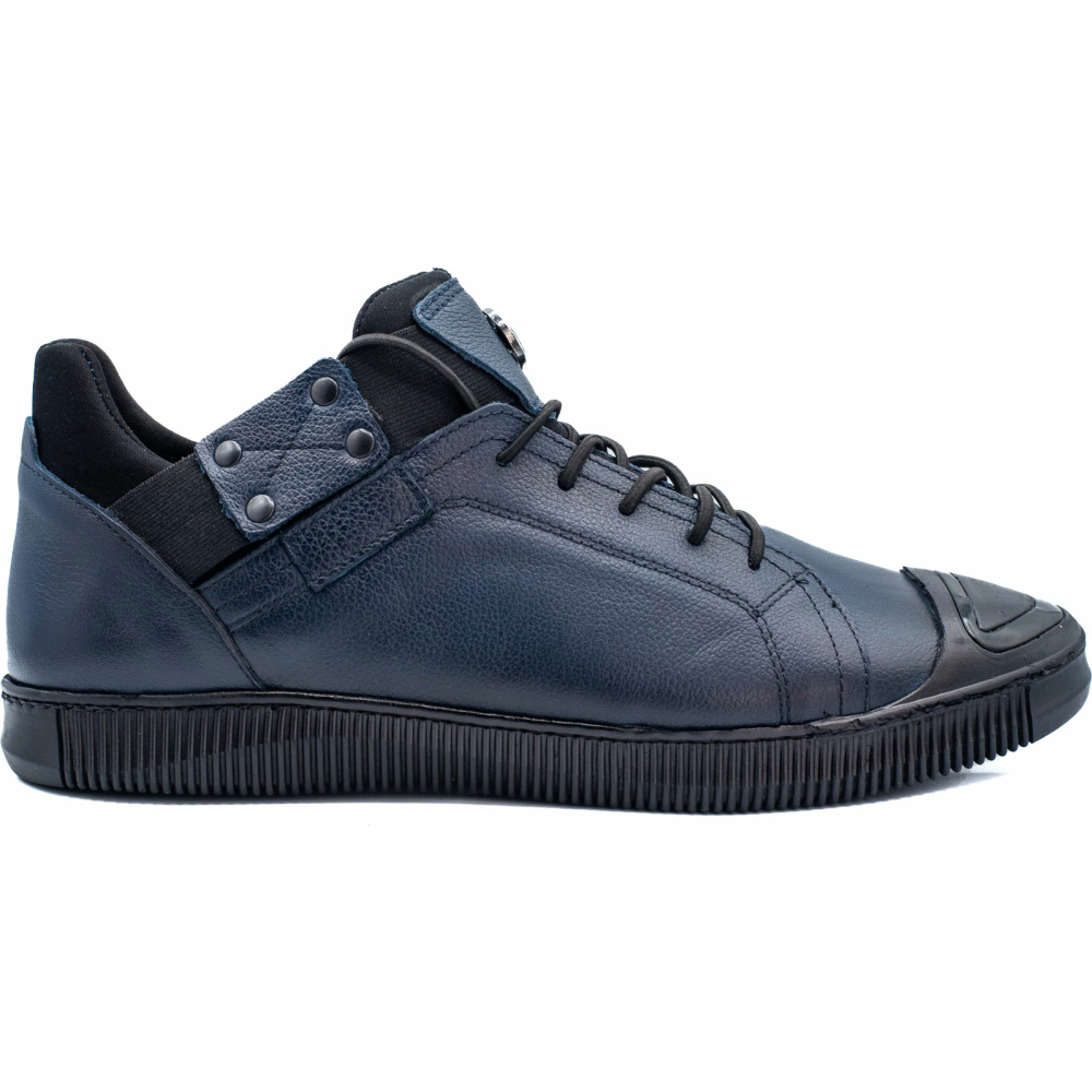 Vinci Leather The Mumbai Dark Blue Leather Sneaker (03313) Image