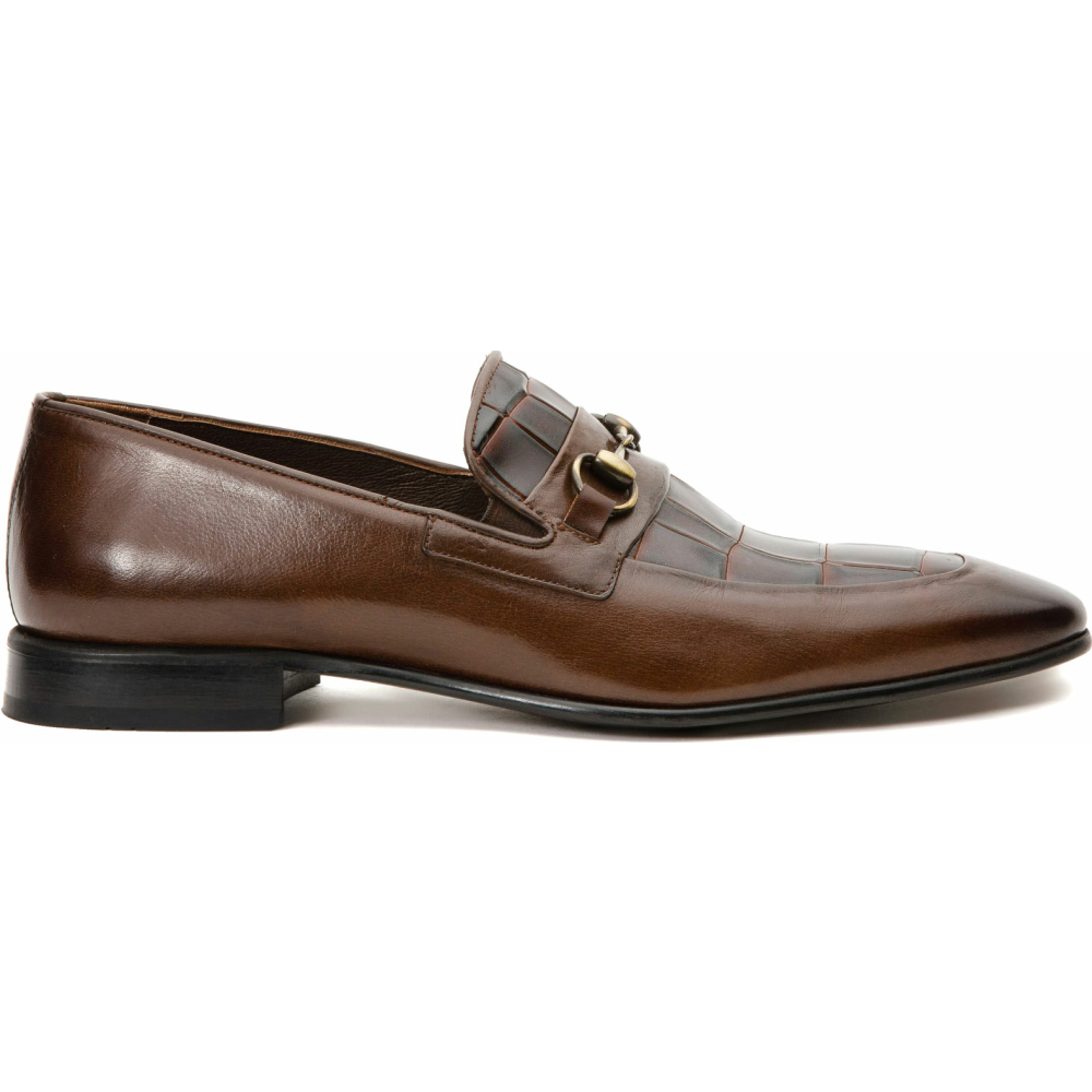Vinci Leather The Pusan Brown Leather Bit Loafer Shoe (10721) Image