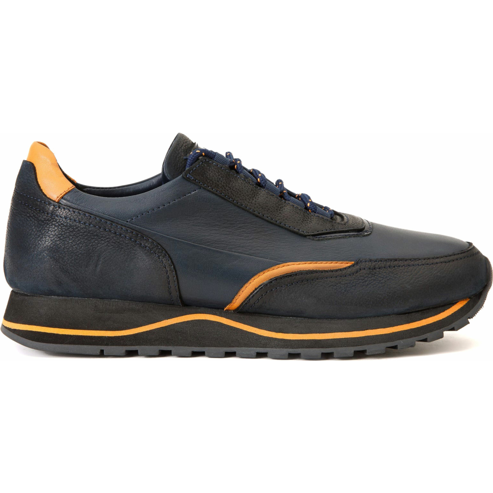 Vinci Leather The Ring Navy Leather Sneaker (14249) Image