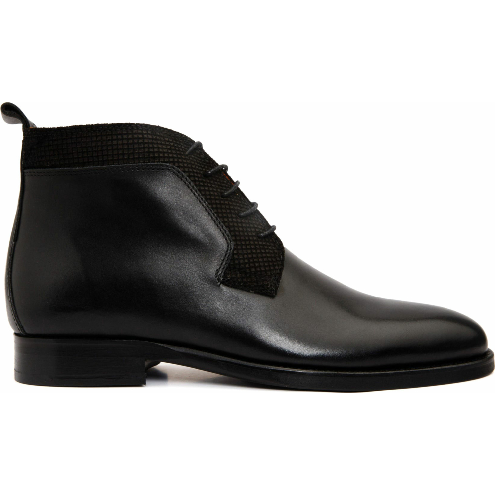 Vinci Leather The Romto Black Leather Derby Lace-up Boot With A Zipper (X-558) Image