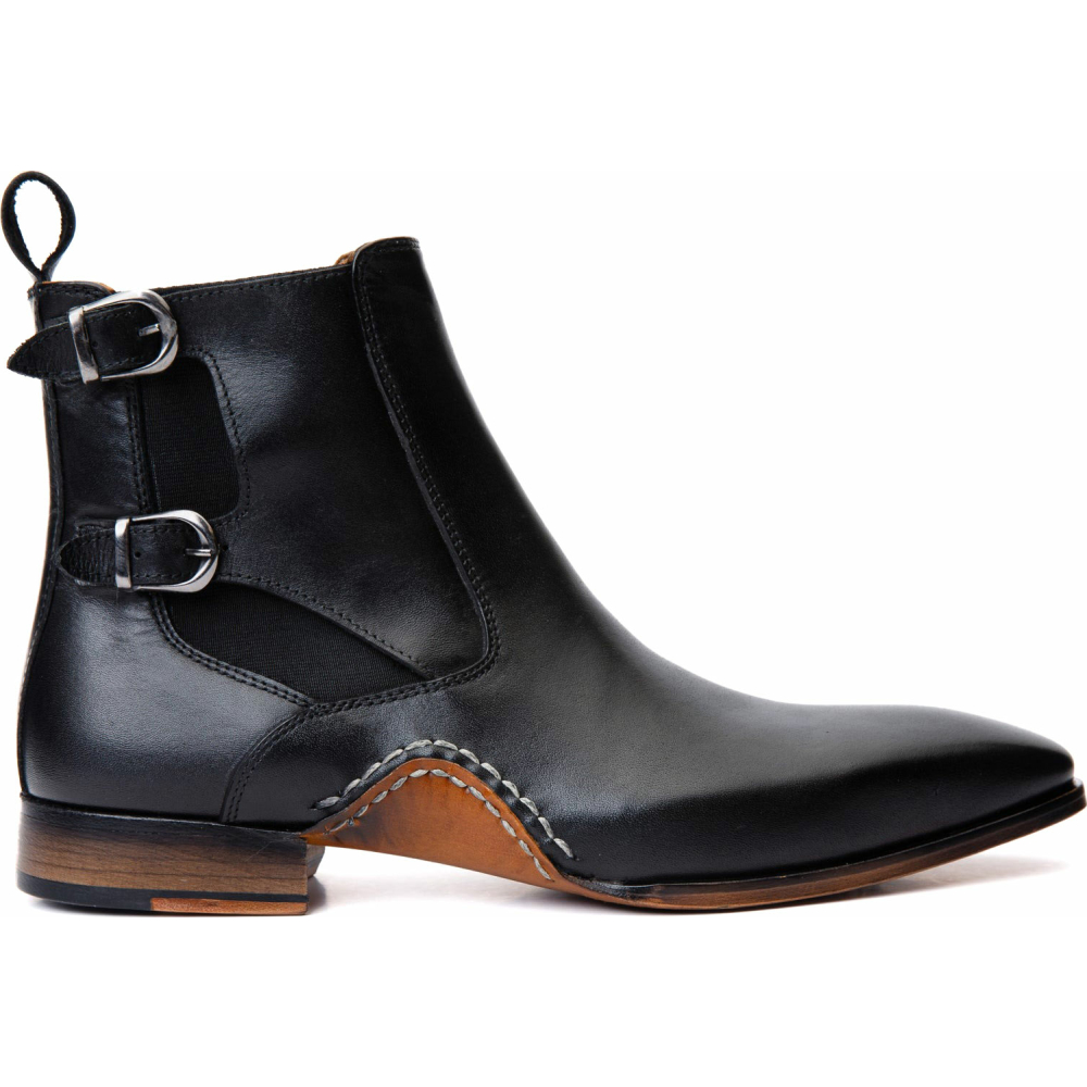 Vinci Leather The Royal Hand Craft Black Leather Double-buckle Chelsea Boot (V-03 6826) Image