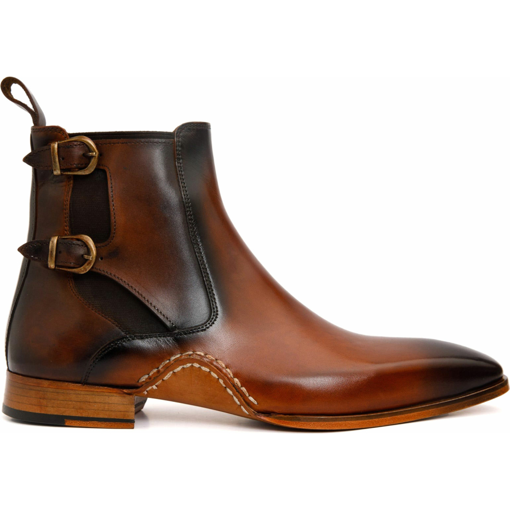Vinci Leather The Royal Hand Craft Cognac Leather Double-buckle Chelsea Boot (V-03 6826) Image