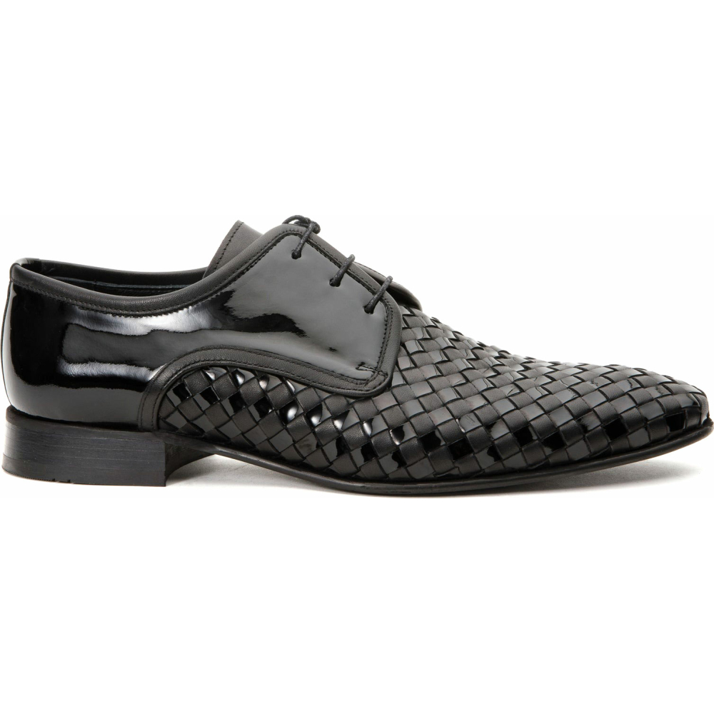 Vinci Leather The Safaga Black Woven Derby Shoe (2096) Image