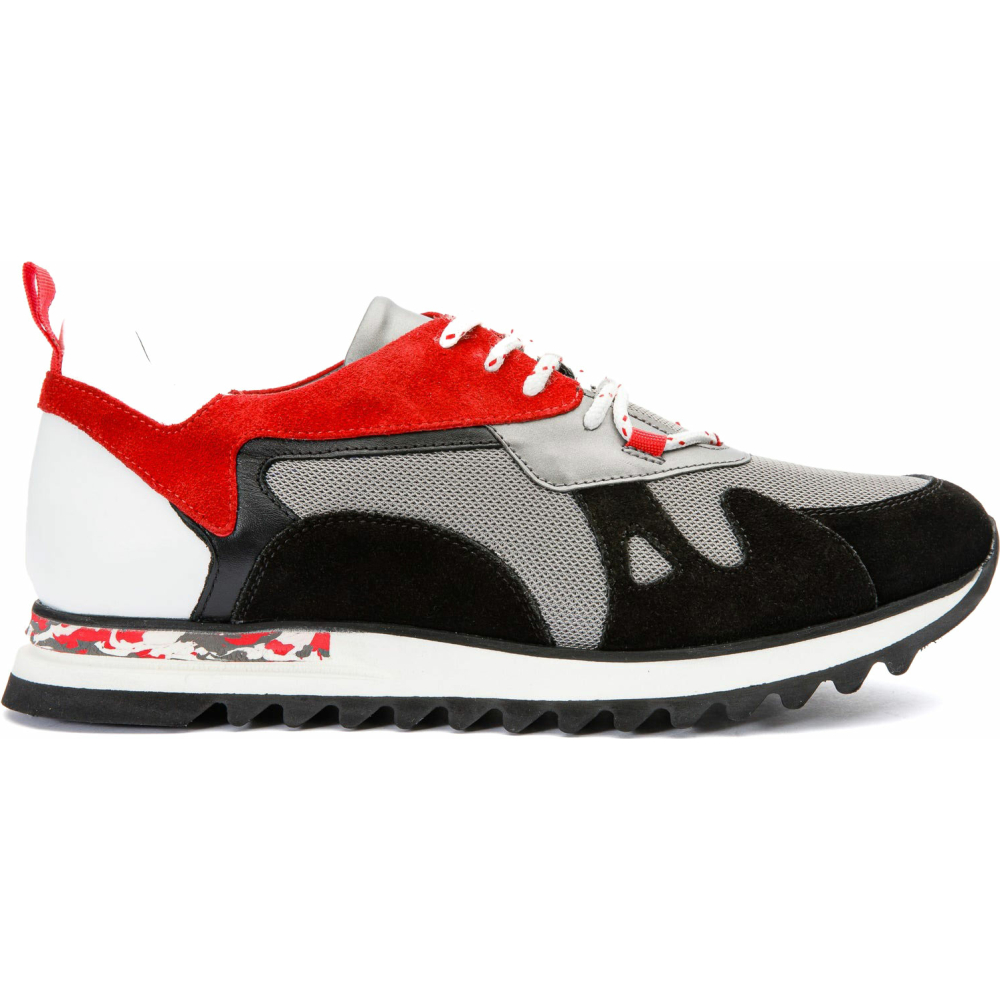 Vinci Leather The Tyler Black / Red Leather Sneaker (13023) Image