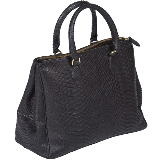 Zelli Daniella Genuine Python Handbag Black | MensDesignerShoe.com