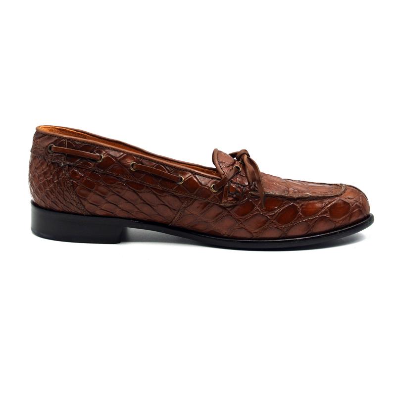 Zelli Doral Crocodile Twist Tie Loafers Cognac | MensDesignerShoe.com