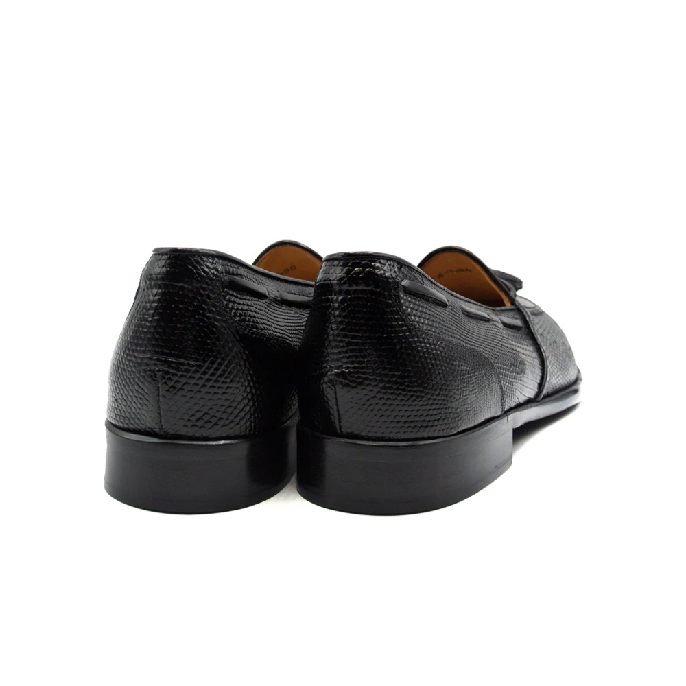 Zelli Franco Lizard Tassel Loafers Black | MensDesignerShoe.com