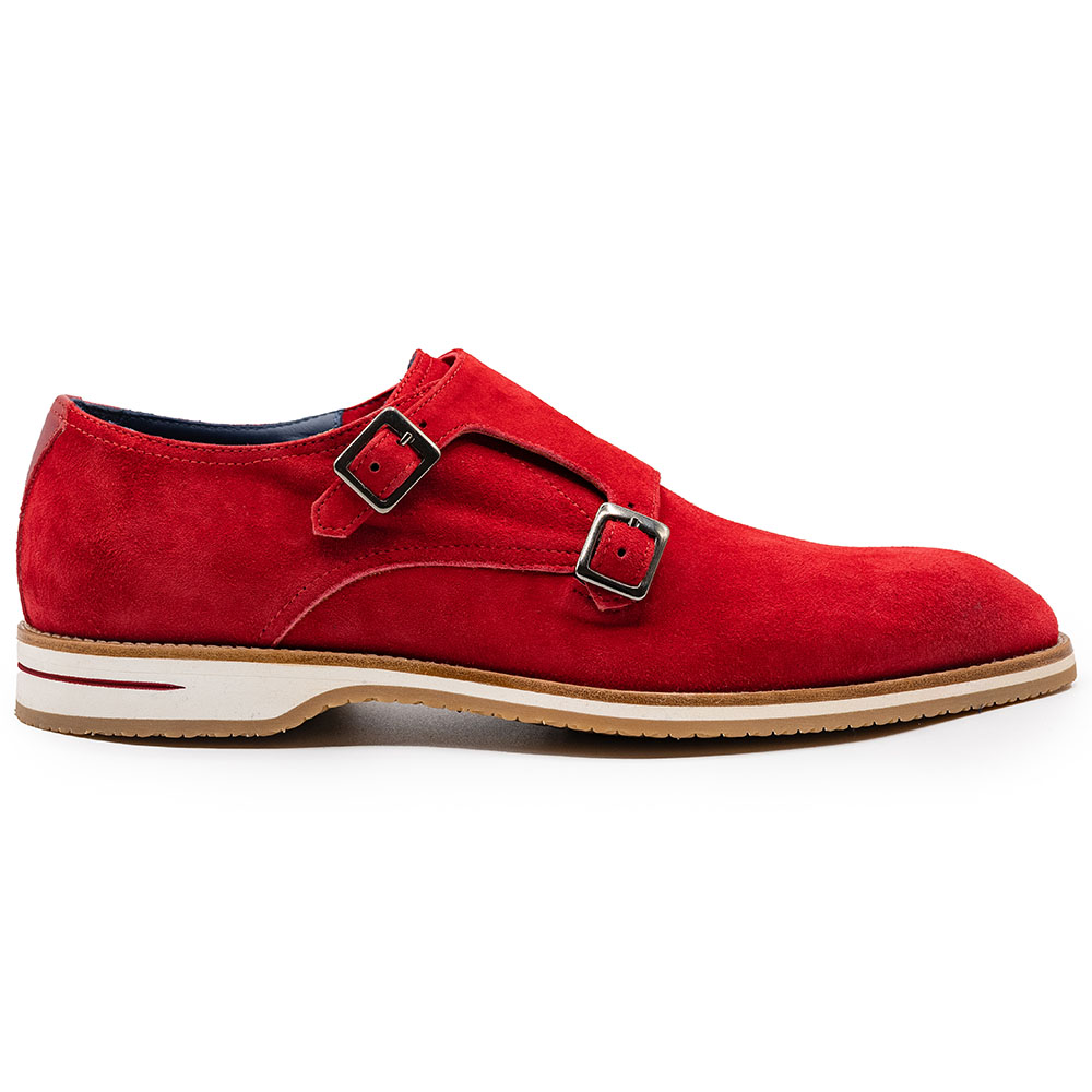 Zelli Legerra Suede Goatskin Double Monkstrap Shoes Red Image