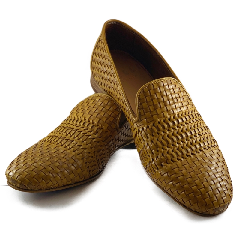 Zelli Luce Woven Loafers Mustard | MensDesignerShoe.com