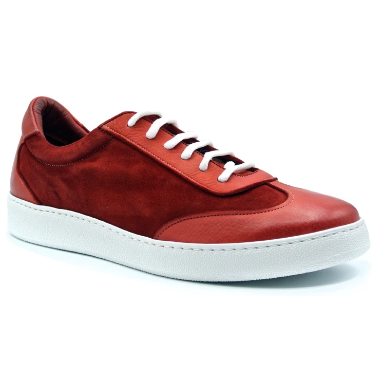 Zelli Tonio Deerskin & Suede Sneakers Red Image