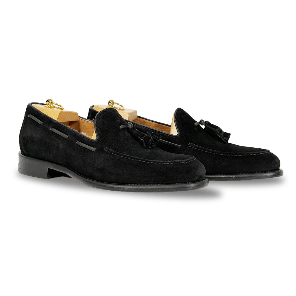 Calzoleria Toscana Bormio-S Suede Tassel Loafers Black
