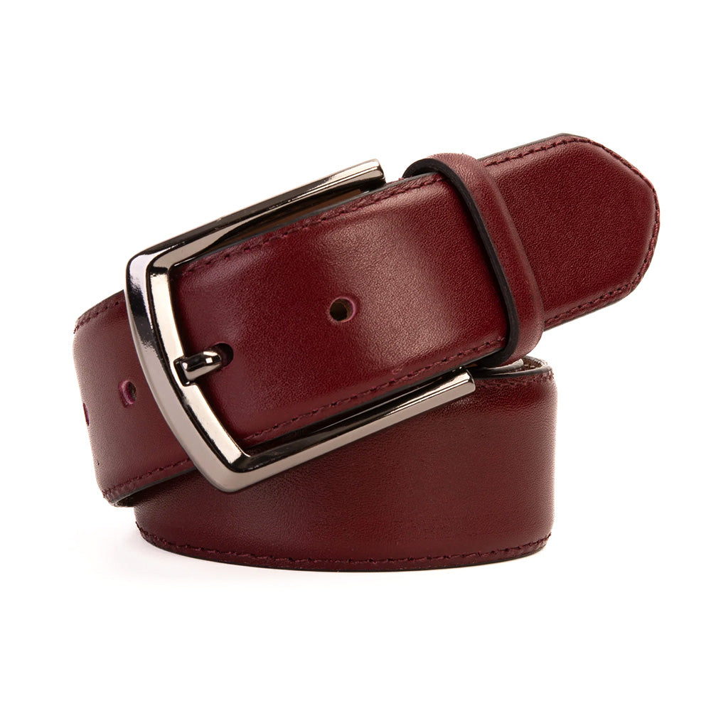 Vinci Leather The Royal Hand Craft Burgundy Leather Belt