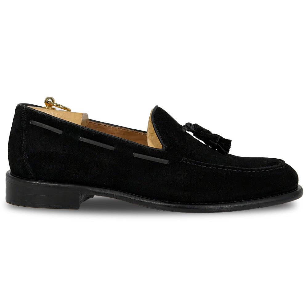 Calzoleria Toscana Bormio-S Suede Tassel Loafers Black