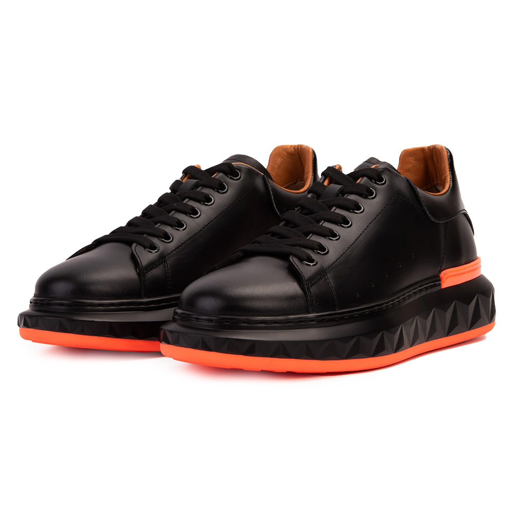 Vinci Leather The Linq Leather Sneaker Black / Orange