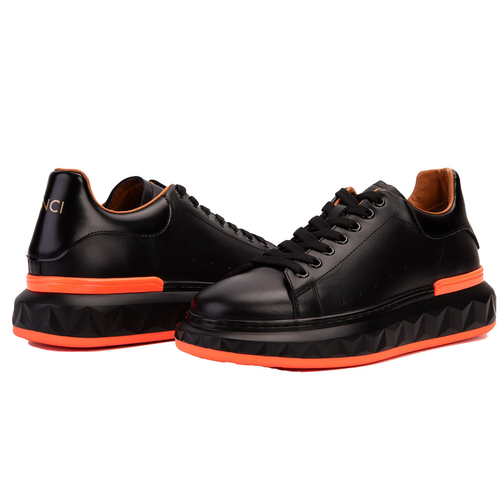 Vinci Leather The Linq Leather Sneaker Black / Orange