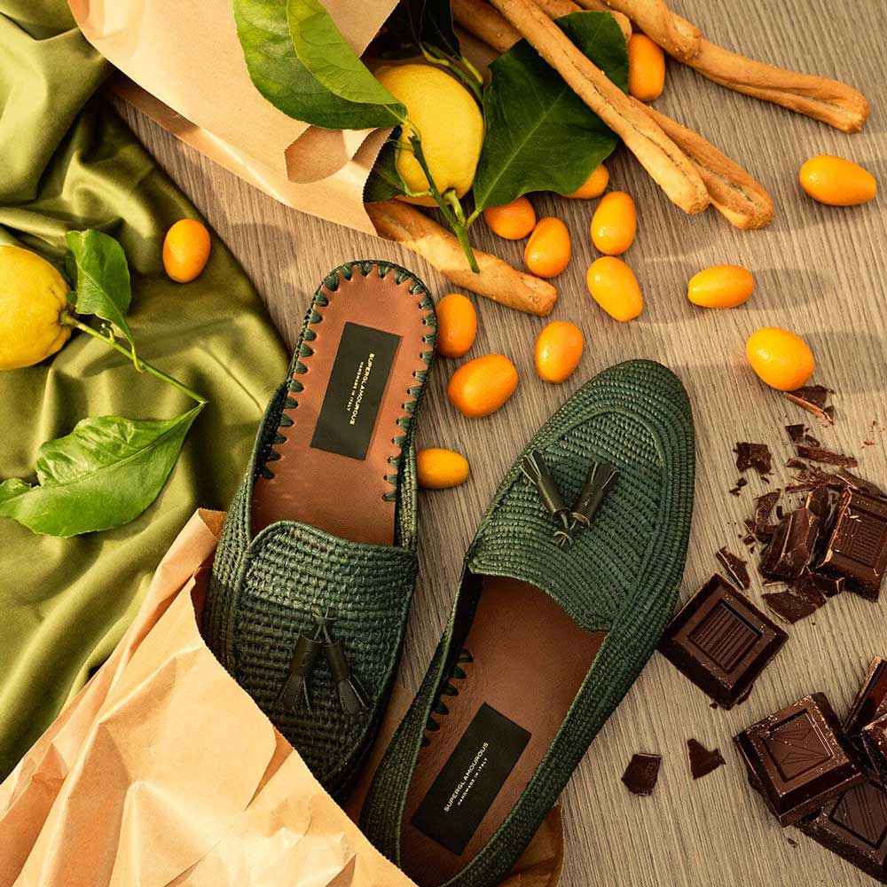 Superglamourous Rafia Loafers Green
