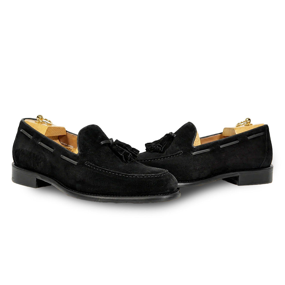 Calzoleria Toscana Bormio-S Suede Tassel Loafers Black