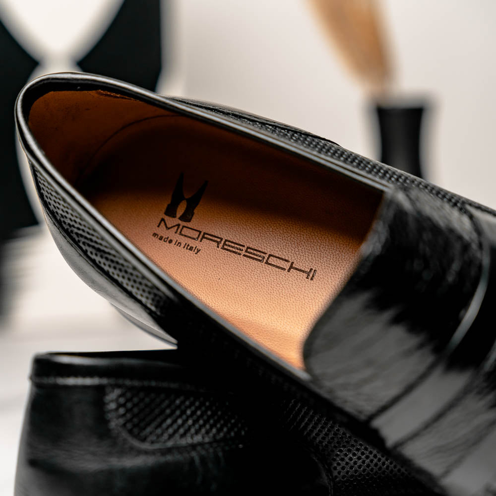 Moreschi 042625A-NE Ostrich Loafer Shoes Black
